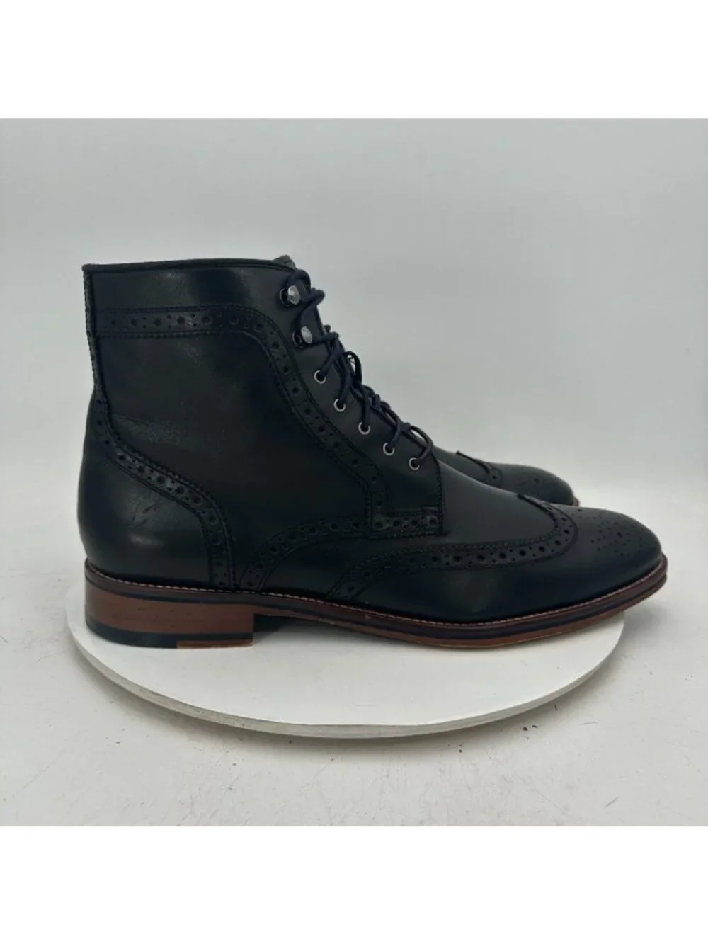 Johnston & Murphy Men Size 12M Black Leather Brogue Wingtip Ankle Combat Shoes